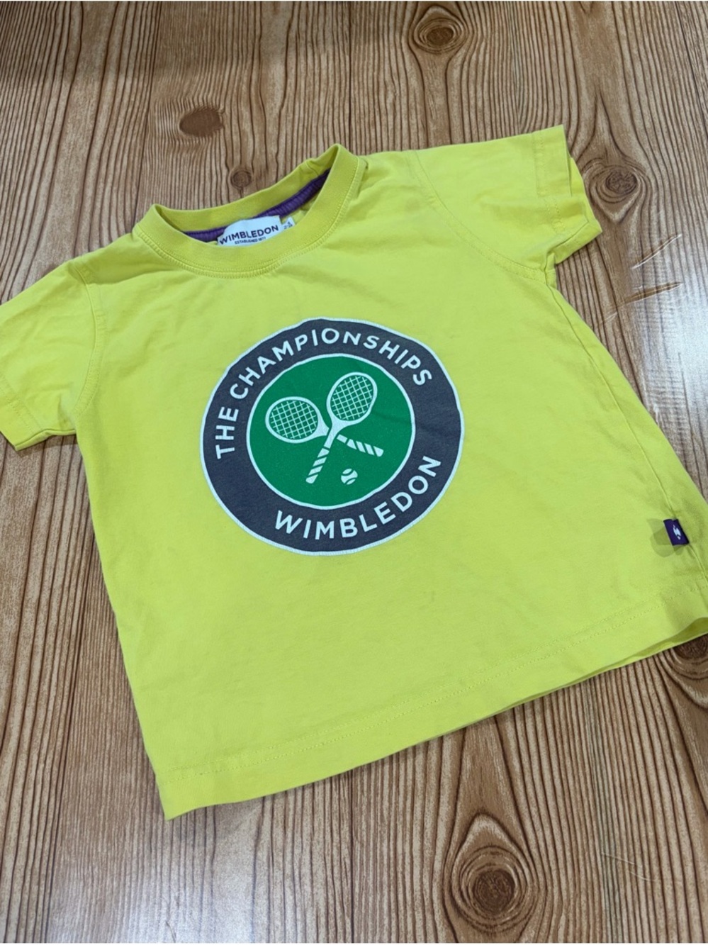 4/$20 Wimbledon Bright Yellow ‘The Championships’ Kids Tennis Logo Tee